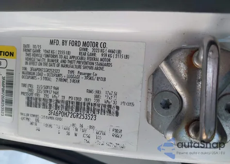 2016 Ford Fusion Se from USA, damaged, VIN 3FA6P0H72GR253523